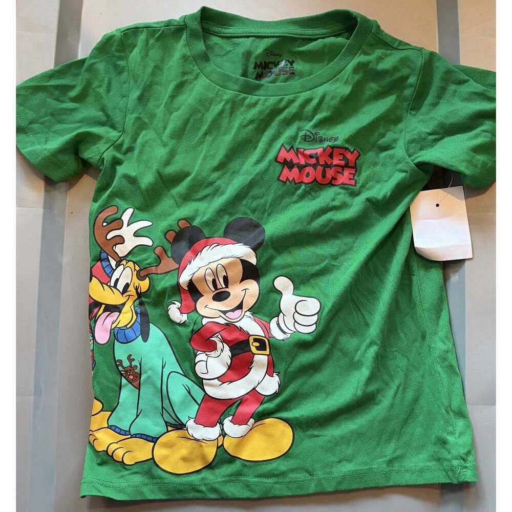 Boys Mickey Mouse Christmas T-Shirt Size 6/7 NWT B5